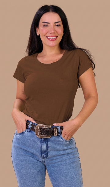 Translation missing: en.T-shirt Feminina Marrom OX Horns Ref 8048