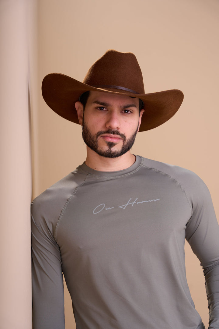 Translation missing: en.Camiseta Masculina Térmica UV+ Oliva Dark Ox Horns Ref 7538