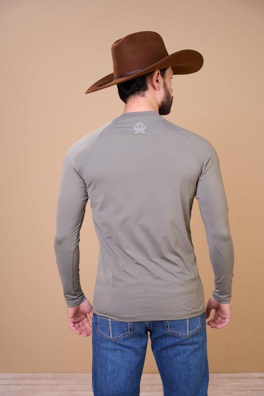 Translation missing: en.Camiseta Masculina Térmica UV+ Oliva Dark Ox Horns Ref 7538