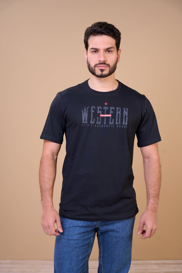 Translation missing: en.Camiseta Masculina Authentic Brand Preta Ox Horns Ref 1908