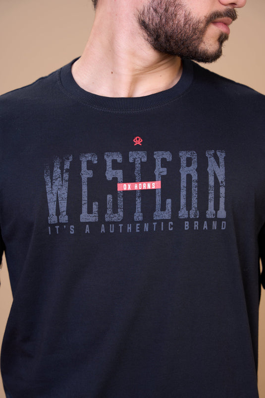 Translation missing: en.Camiseta Masculina Authentic Brand Preta Ox Horns Ref 1908