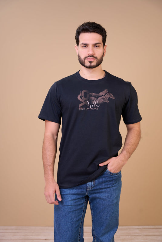 Translation missing: en.Camiseta Masculina  Wild Preta Ox Horns Ref 1909