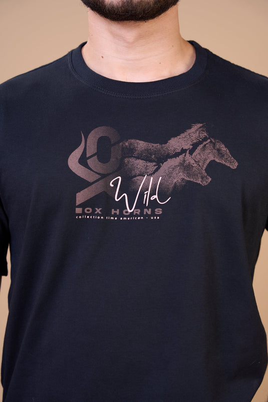 Translation missing: en.Camiseta Masculina  Wild Preta Ox Horns Ref 1909