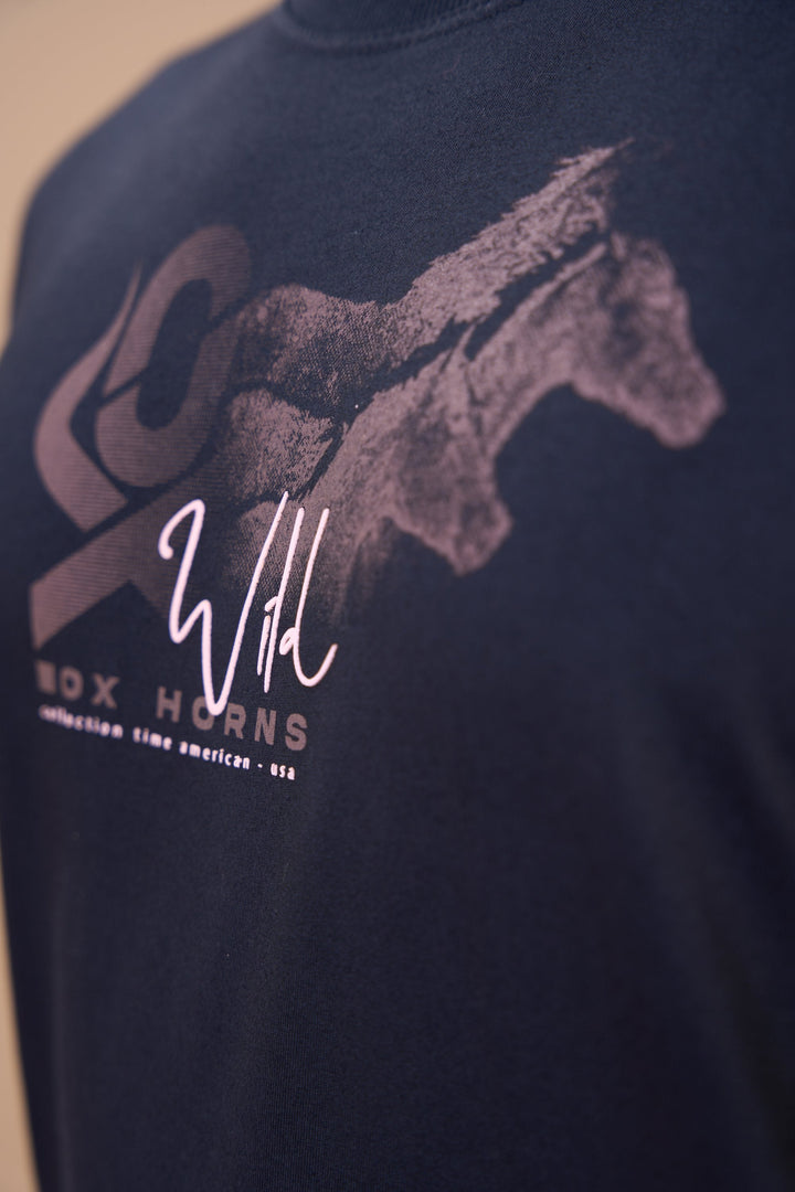 Translation missing: en.Camiseta Masculina  Wild Preta Ox Horns Ref 1909