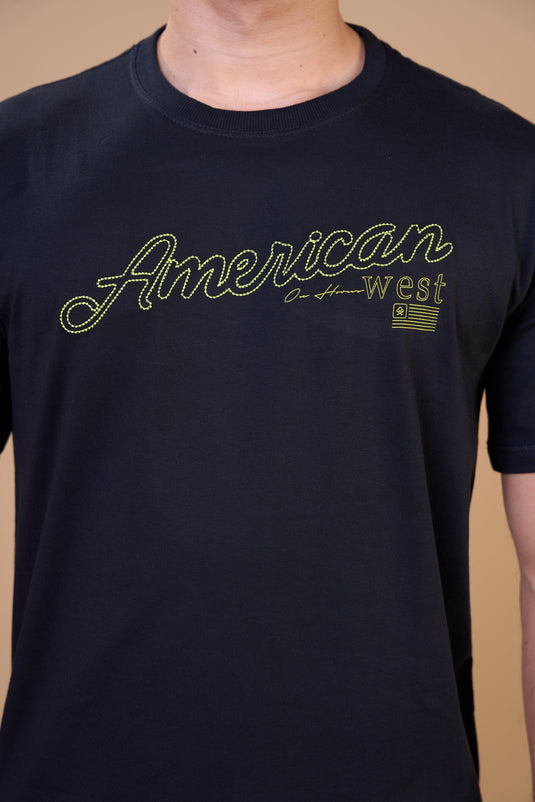 Translation missing: en.Camiseta Masculina American West Preta Ox Horns Ref 1910
