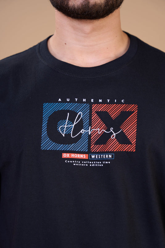 Translation missing: en.Camiseta Masculina  Country Collection Preta Ox Horns Ref 1911