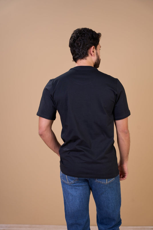Translation missing: en.Camiseta Masculina Flag American West Preta Ox Horns Ref 1912