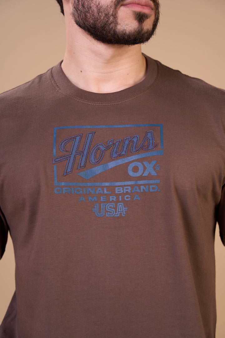 Translation missing: en.Camiseta Masculina Original Brand Marrom Ox Horns Ref 1915