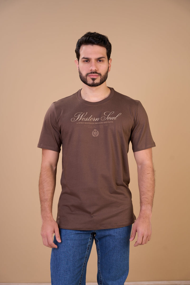 Translation missing: en.Camiseta Masculina Western Soul Marrom Ox Horns Ref 1916