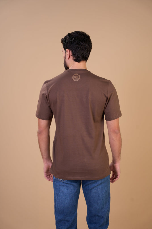 Translation missing: en.Camiseta Masculina Western Soul Marrom Ox Horns Ref 1916