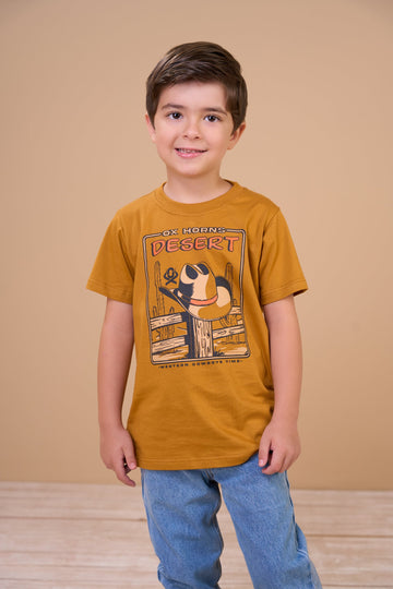 Translation missing: en.Camiseta Infantil Masculina Desert Caramelo Ox Horns Ref 5377