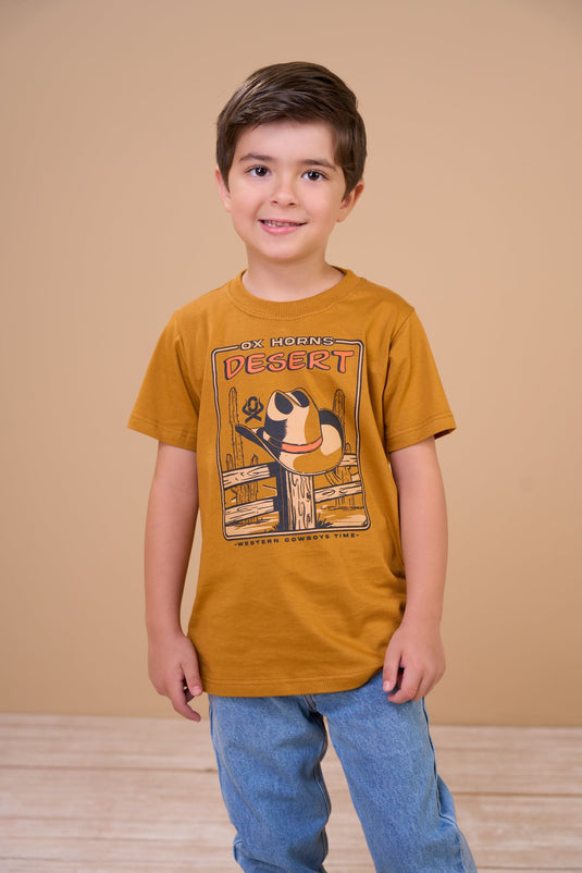 Translation missing: en.Camiseta Infantil Masculina Desert Caramelo Ox Horns Ref 5377