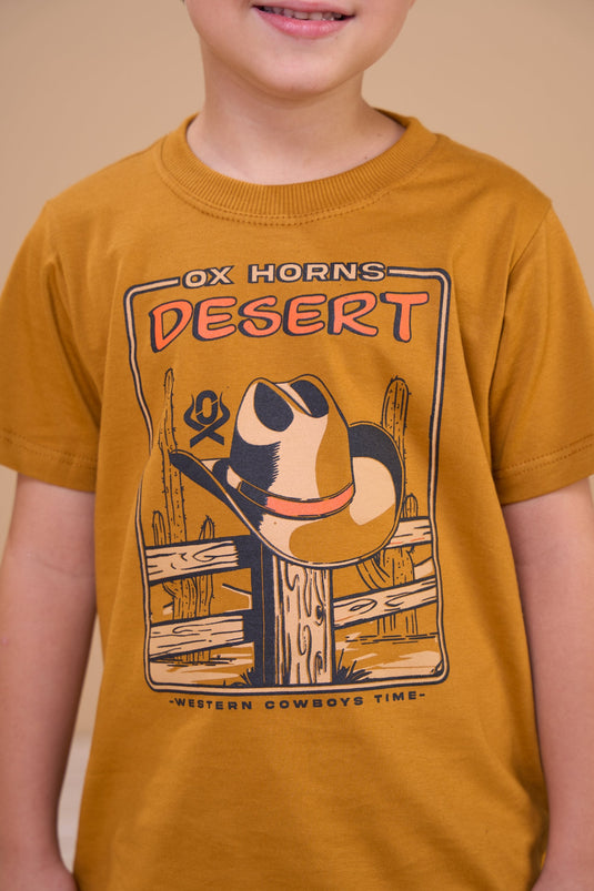 Translation missing: en.Camiseta Infantil Masculina Desert Caramelo Ox Horns Ref 5377