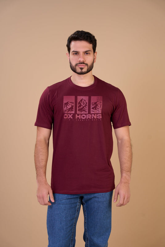 Translation missing: en.Camiseta Masculina It's a Country World Vinho Ox Horns Ref 1917