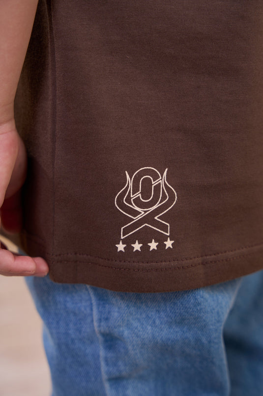 Translation missing: en.Camiseta Infantil Masculina Little Cowboys Marrom Ox Horns Ref 5370