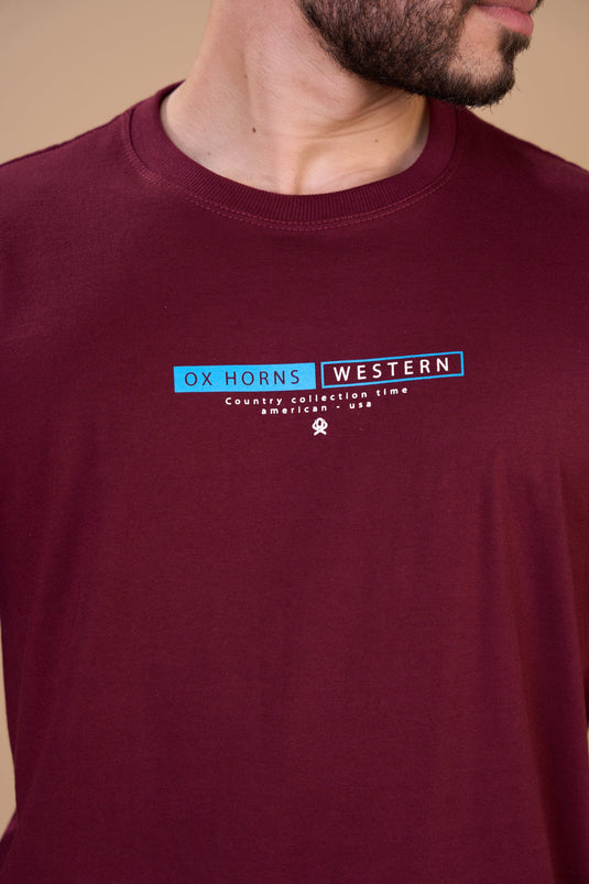 Translation missing: en.Camiseta Masculina American - USA Vinho Ox Horns Ref 1918