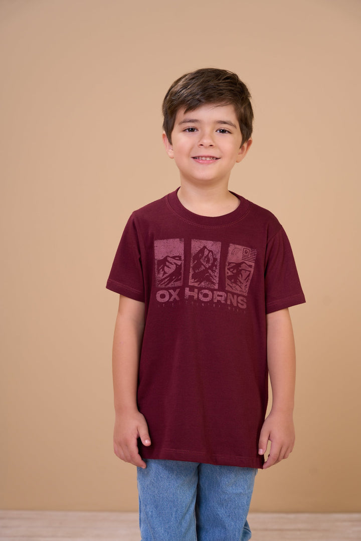 Translation missing: en.Camiseta Infantil Masculina It's a Country World Vinho Ox Horns Ref 5369