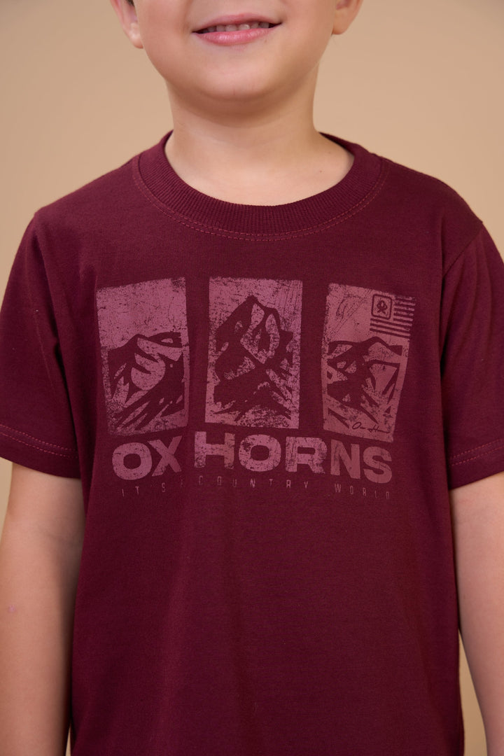 Translation missing: en.Camiseta Infantil Masculina It's a Country World Vinho Ox Horns Ref 5369