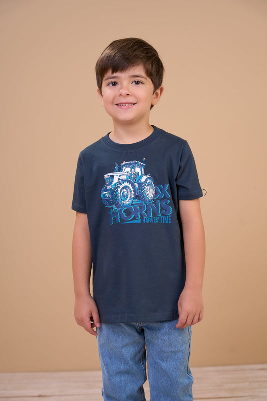 Translation missing: en.Camiseta Infantil Masculina Harvest Time Chumbo Ox Horns Ref 5375
