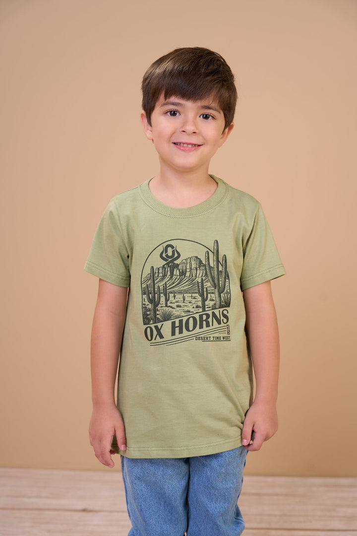 Translation missing: en.Camiseta Infantil Masculina Time West Oliva Desert Ox Horns Ref 5374