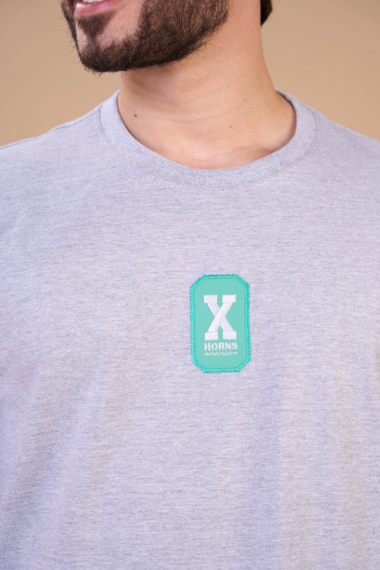 Translation missing: en.Camiseta Masculina X - American Cinza Mescla Ox Horns Ref 1923
