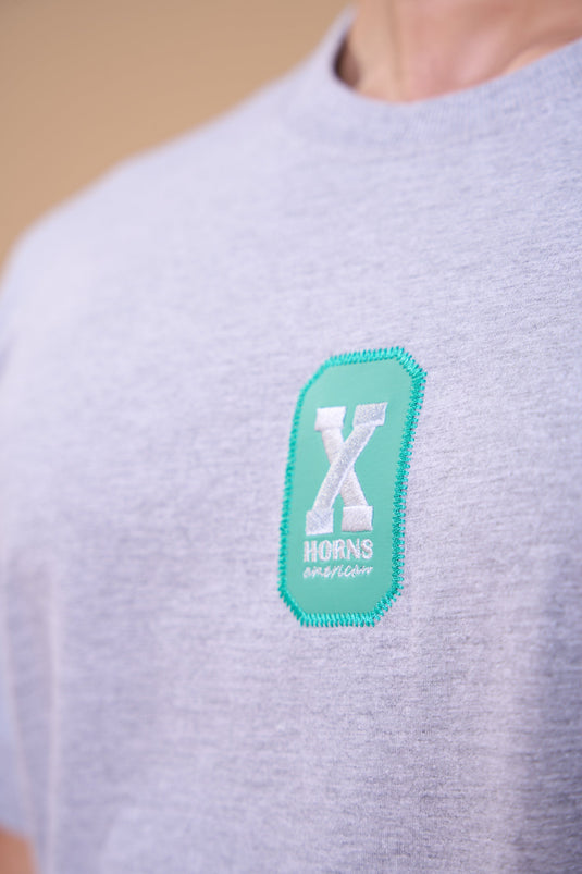 Translation missing: en.Camiseta Masculina X - American Cinza Mescla Ox Horns Ref 1923