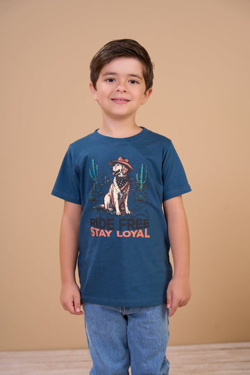 Translation missing: en.Camiseta Infantil Masculina Ride Free Petróleo Ox Horns Ref 5373