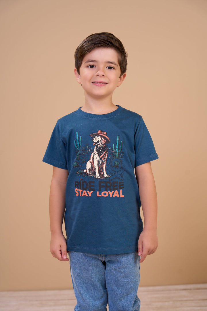 Translation missing: en.Camiseta Infantil Masculina Ride Free Petróleo Ox Horns Ref 5373