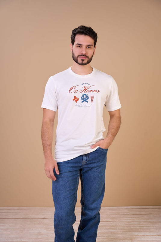 Translation missing: en.Camiseta Masculina Texas Off White Ox Horns Ref 1925