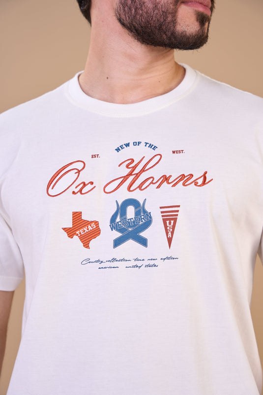 Translation missing: en.Camiseta Masculina Texas Off White Ox Horns Ref 1925