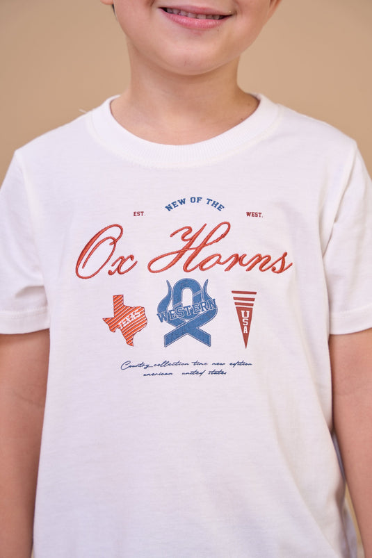 Translation missing: en.Camiseta Infantil Masculina Texas Off White Ox Horns Ref 5378
