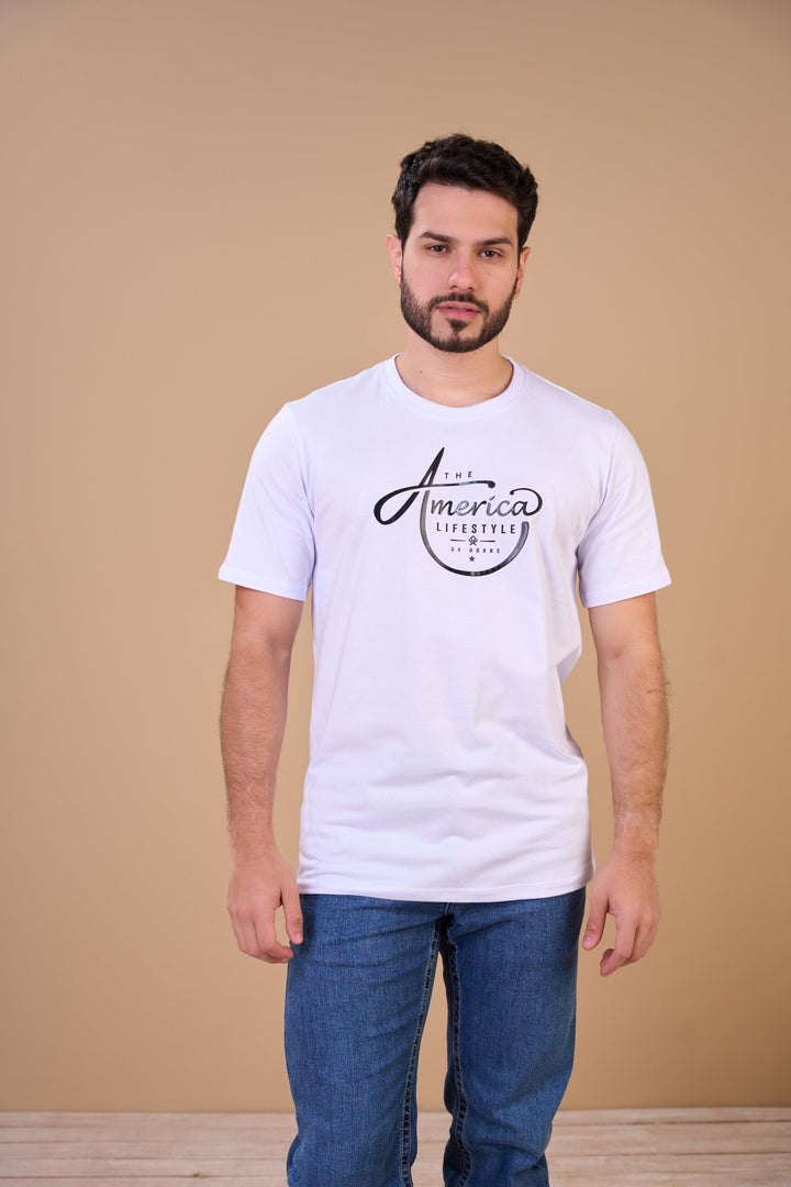 Translation missing: en.Camiseta Masculina America Lifestyle Branco Ox Horns Ref 1926
