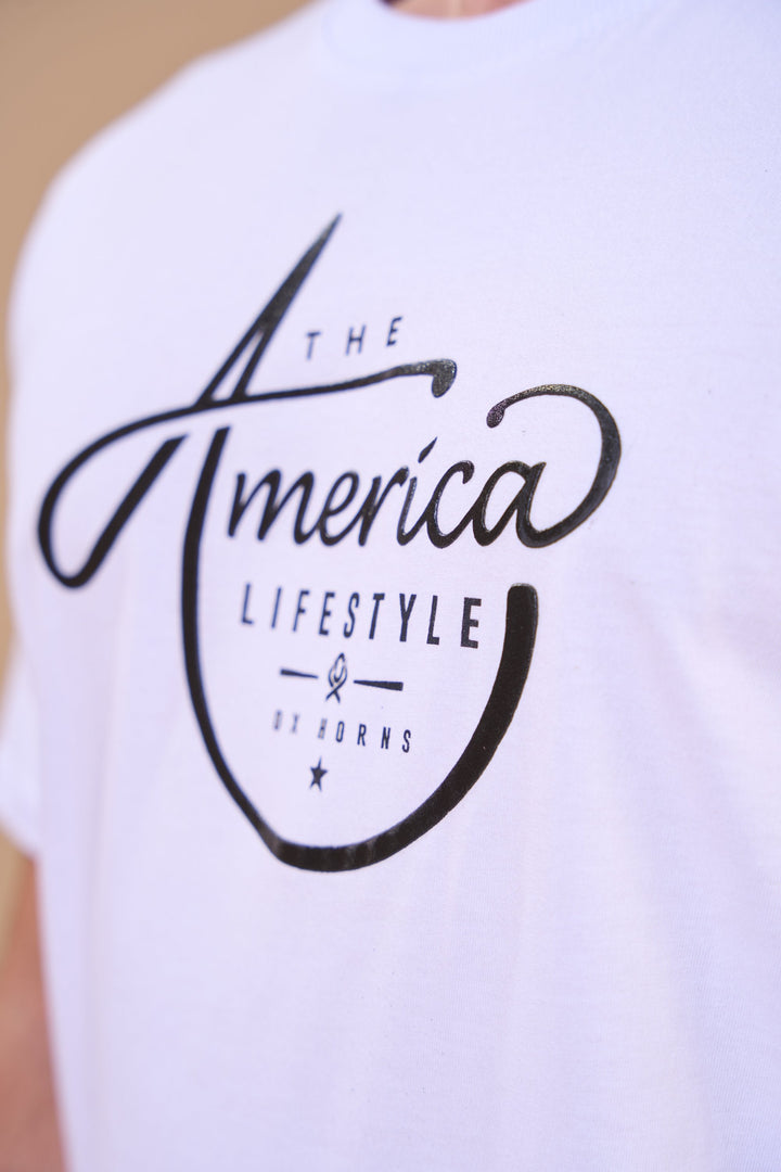 Translation missing: en.Camiseta Masculina America Lifestyle Branco Ox Horns Ref 1926