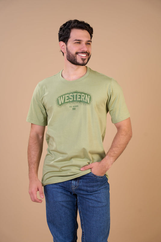 Translation missing: en.Camiseta Masculina  Western Oliva Ox Horns Ref 1928