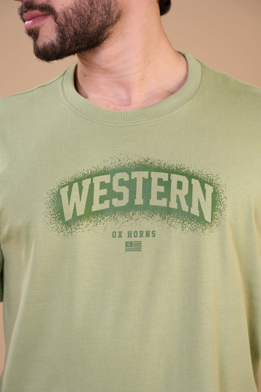 Translation missing: en.Camiseta Masculina  Western Oliva Ox Horns Ref 1928