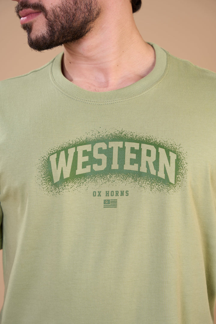 Translation missing: en.Camiseta Masculina  Western Oliva Ox Horns Ref 1928