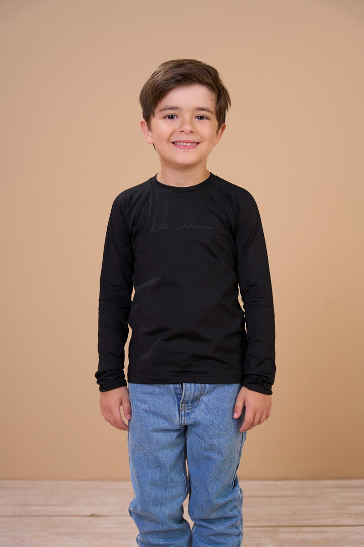 Translation missing: en.Camiseta Infantil Masculina Térmica UV+ Preto Ox Horns Ref 7545