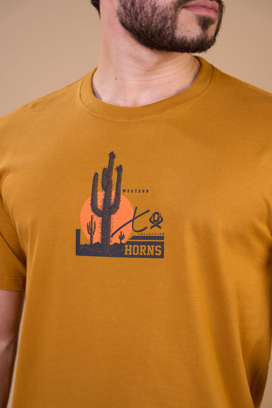 Translation missing: en.Camiseta Masculina Cactus Collection Caramelo Ox Horns Ref 1929