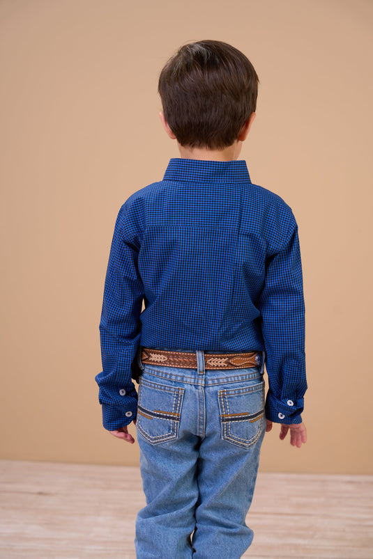 Translation missing: en.Camisa Infantil Masculina ML Xadrez Ox Horns Ref 9578