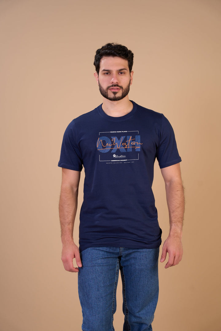 Translation missing: en.Camiseta Masculina New Western Marinho Ox Horns Ref 1932