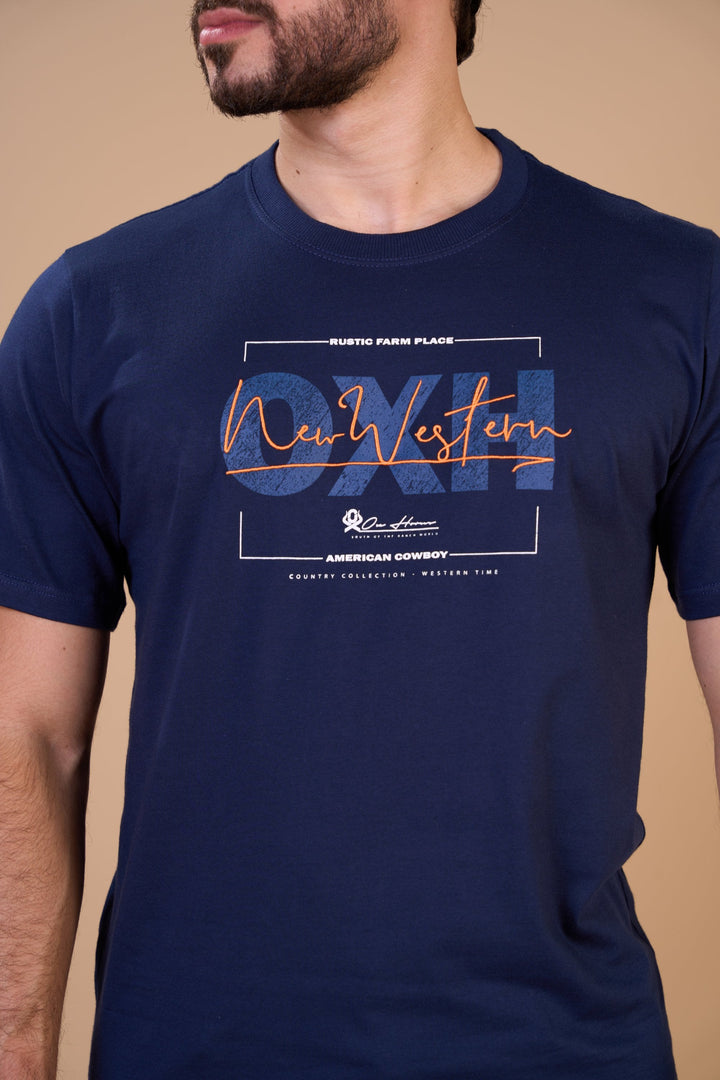 Translation missing: en.Camiseta Masculina New Western Marinho Ox Horns Ref 1932