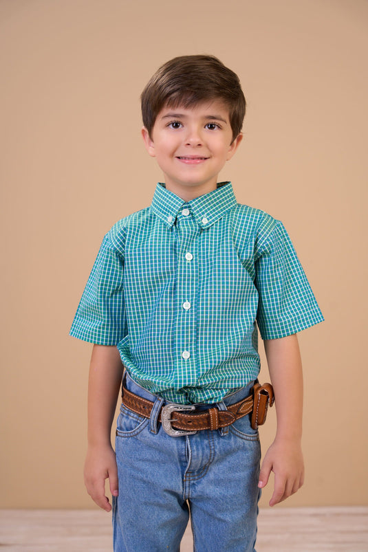 Translation missing: en.Camisa Infantil Masculina MC Xadrez Ox Horns Ref 9097