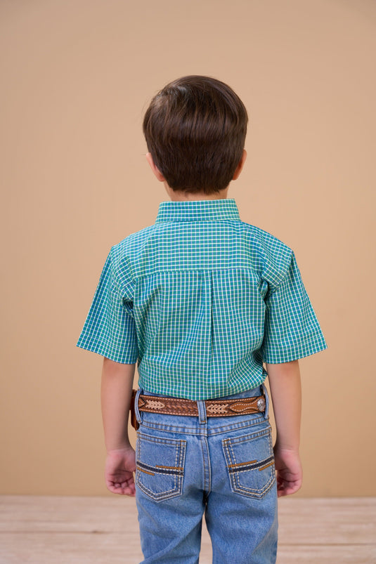 Translation missing: en.Camisa Infantil Masculina MC Xadrez Ox Horns Ref 9097
