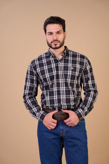 Translation missing: en.Camisa Masculina ML Xadrez Ox Horns Ref 9516