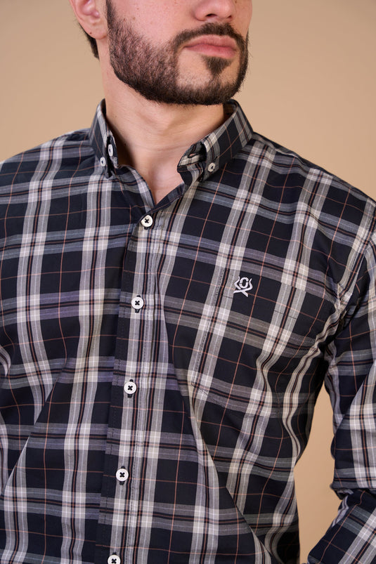 Translation missing: en.Camisa Masculina ML Xadrez Ox Horns Ref 9516
