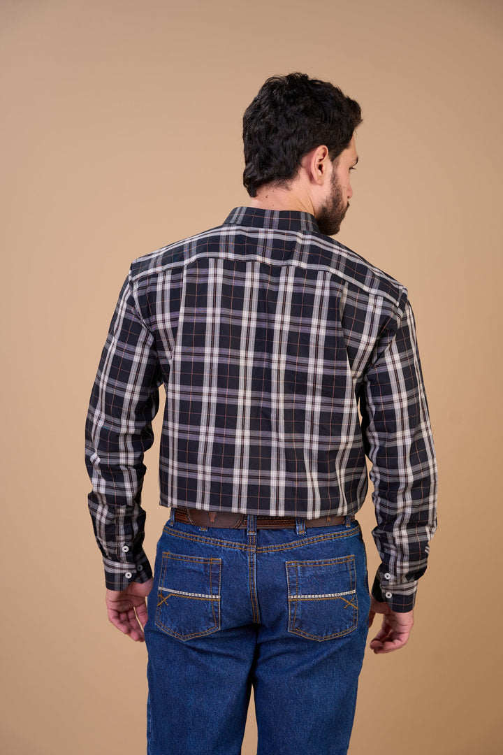 Translation missing: en.Camisa Masculina ML Xadrez Ox Horns Ref 9516