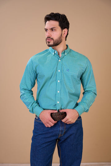 Translation missing: en.Camisa Masculina ML Xadrez Ox Horns Ref 9513