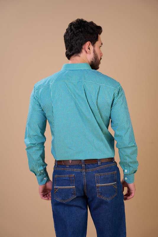 Translation missing: en.Camisa Masculina ML Xadrez Ox Horns Ref 9513