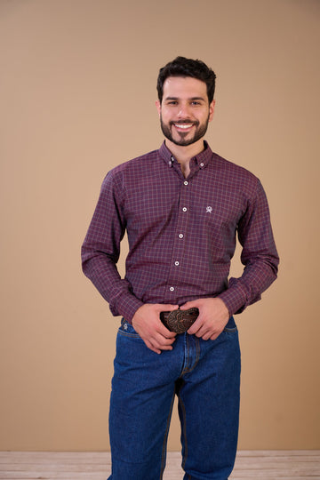 Translation missing: en.Camisa Masculina ML Xadrez Ox Horns Ref 9515