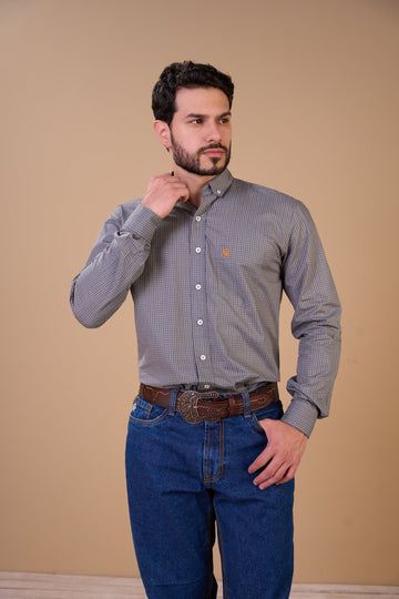 Translation missing: en.Camisa Masculina ML Xadrez Ox Horns Ref 9517